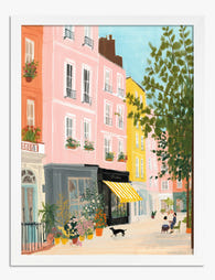 Pastel London Stroll Art Print - White