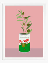Olive Tin Delight Art Print - White