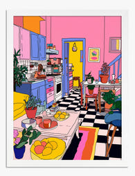 Vibrant Pop Kitchen Scene Art Print White