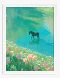 Serene Horse by the Water Art Print White