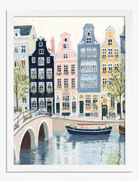Amsterdam Canal Charm Art Print - White