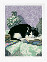 Cozy Cat Siesta Art Print - White