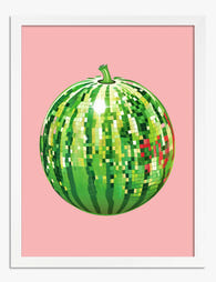 Disco Melon Magic Art Print - White