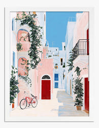 Sunlit Puglia Streets Art Print White