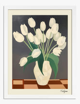 Chic White Tulips Still Life Art Print - White