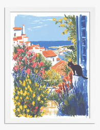 Mediterranean Window View Art Print - White