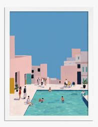 Pastel Rooftop Escape Art Print - White