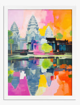 Vibrant Angkor Reflections Art Print - White