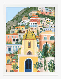 Sunwashed Positano View Art Print White