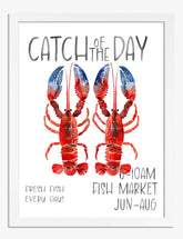 Lobster Market Morning Art Print - White