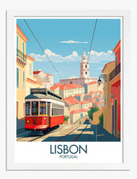 Lisbon Tramway Vibes Art Print - White