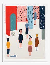 City Strolls in Color Art Print - White