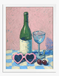 Playful Tabletop Romance Art Print - White