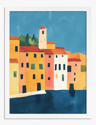 Sunlit Italian Village Art Print White