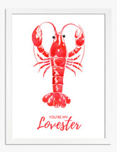 Lovester Lobster Love Art Print - White