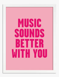 Music Feels Brighter Together Art Print - White