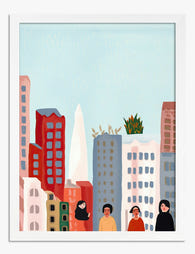 Colorful City Life Art Print - White