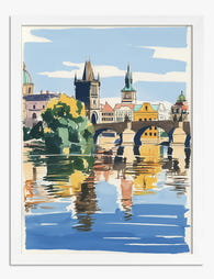 Prague Watercolor View Art Print White