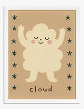 Cheerful Cloud Buddy Art Print White