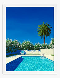 Palm Poolside Retreat Art Print - White