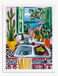 Matisse-Inspired Kitchen Window Art Print - White