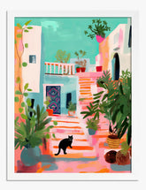 Moroccan Courtyard Escape Art Print - White