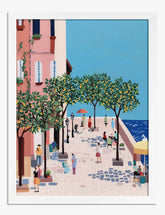 Lemon Lane by the Sea Art Print - White