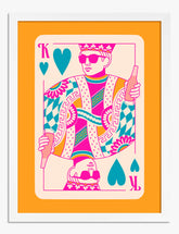 Retro King of Hearts Art Print - White