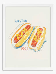 Dalston Hot Dog Duo Art Print - White