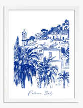 Palermo Blue Charm Art Print - White