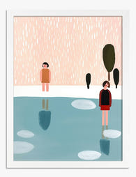 Reflections by the Pool Art Print - White