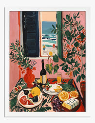 Seaside Brunch View Art Print - White