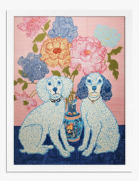 Poodles & Peonies Charm Art Print - White