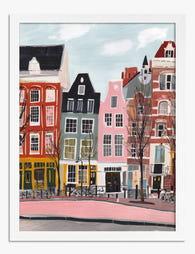 Pastel Amsterdam Row Art Print - White