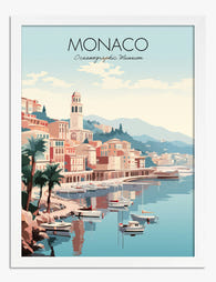 Monaco Riviera Charm Art Print - White
