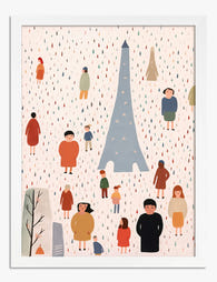 Paris Strolls Art Print - White