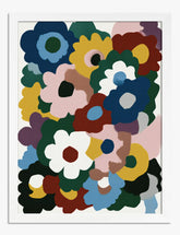 Bold Blooms Cluster Art Print - White