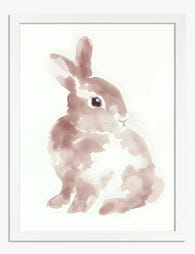 Soft Blush Bunny Art Print - White