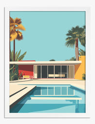 Modern Poolside Retreat Art Print - White