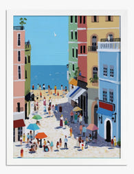 Seaside Stroll Escape Art Print - White