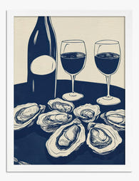 Oysters & Wine Gathering Art Print - White