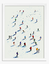 Playful Winter Descent Art Print - White