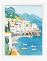 Amalfi Coast Charm Art Print - White