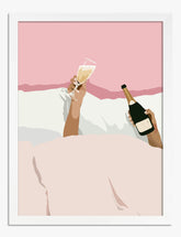 Bubbly in Bed Art Print - White