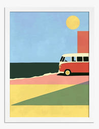 Retro Seaside Adventure Art Print - White