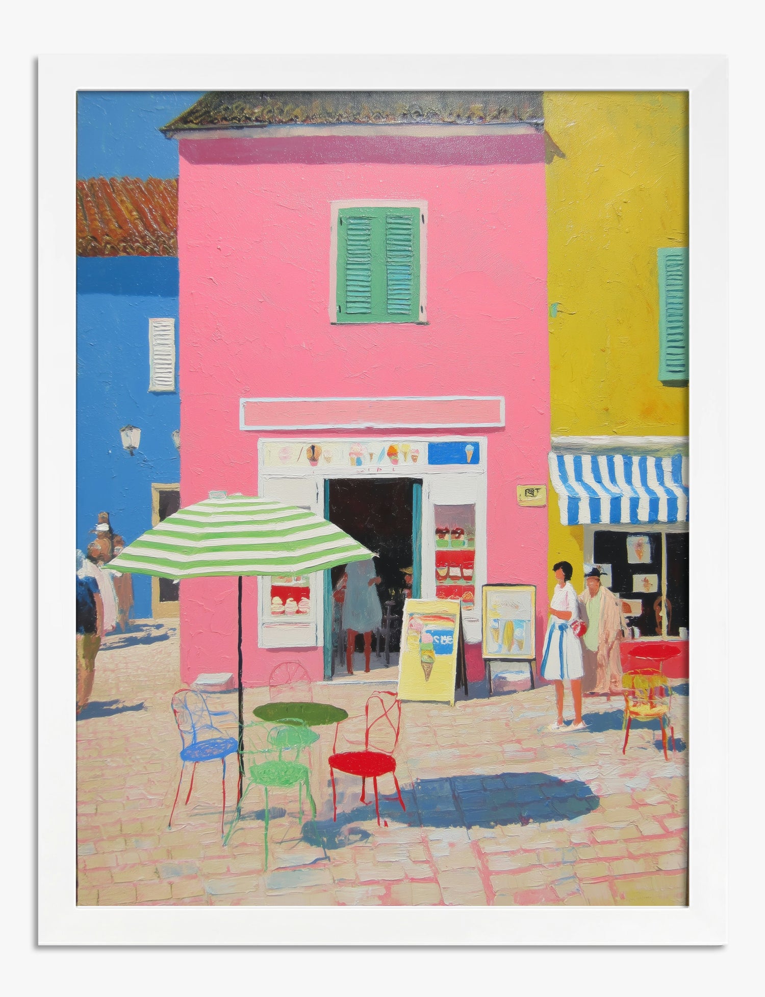 Italian Summer Café Scene Art Print - White