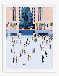 Skaters in the City Glow Art Print - White