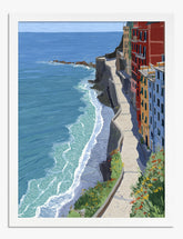 Cinque Terre Seaside Charm Art Print - White