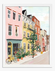 Láminas de paisajes urbanos en diseño plano