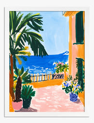 Sunlit Mediterranean Terrace Art Print White